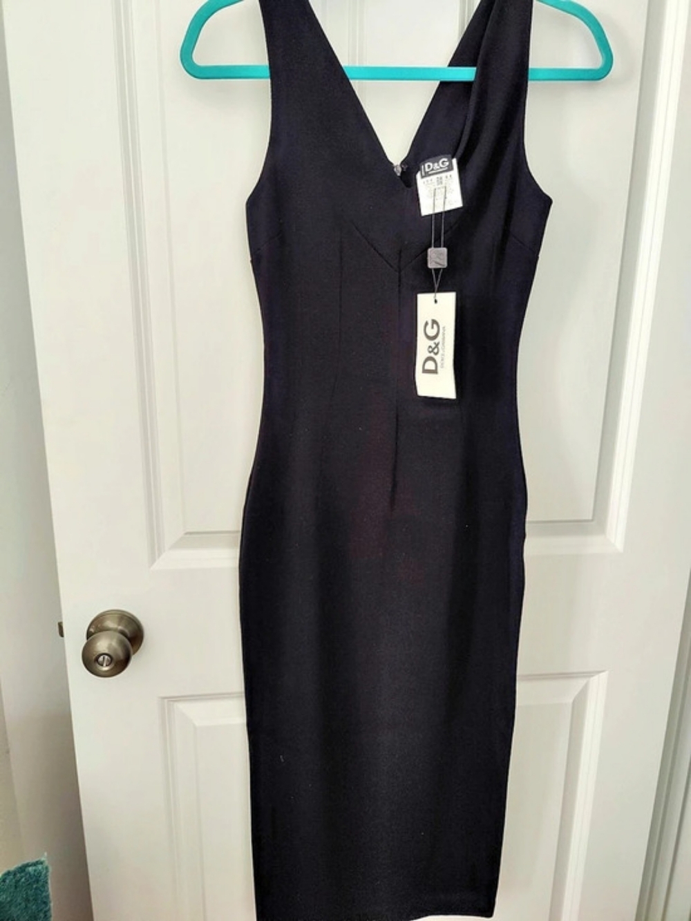 Dolce & Gabbana Black Wool Blend Midi Dress Size 38 NWT